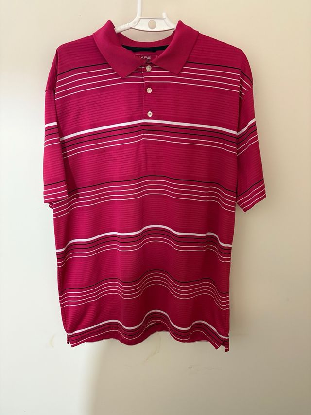 Polo Chaps Golf vermelho com listras tamanho L