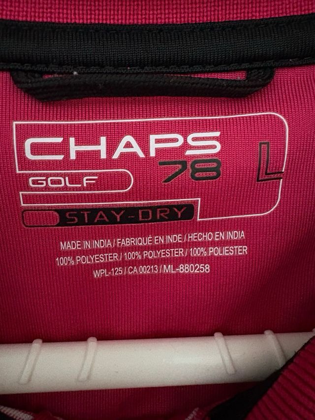 Polo Chaps Golf vermelho com listras tamanho L