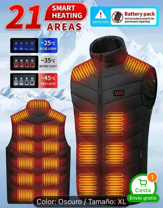 Chaleco Calefactor Inteligente XL Negro