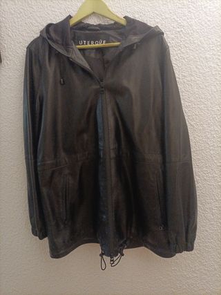 Chaquetón Piel Uterqüe Negro Talla S