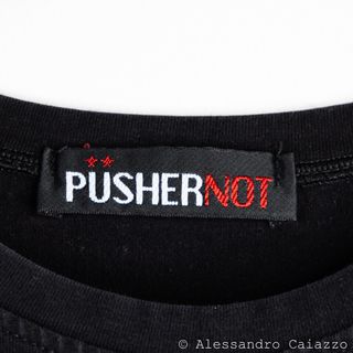 Maglia PusherNot Nera Maniche Lunghe Maxi Stampa