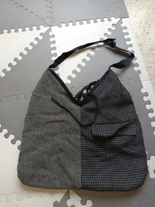 Bolso patchwork morado y rojo