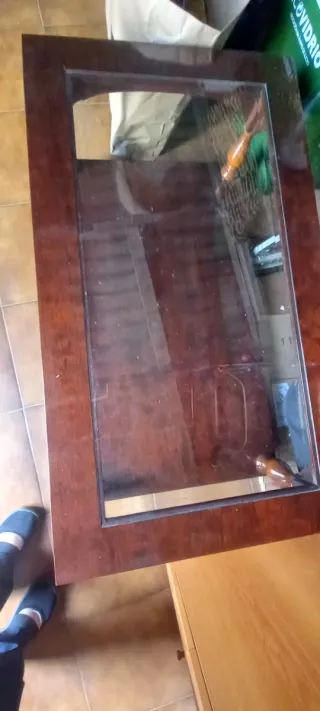 Mesa centro madera con cristal