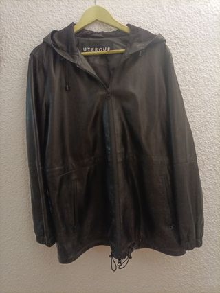 Chaqueta Uterqüe Piel Negra Talla S