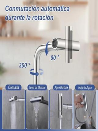 Grifo cocina extraíble Inox giratorio 360° gris acero