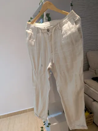 Pantalones de lino beige
