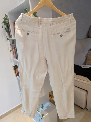 Pantalones de lino beige