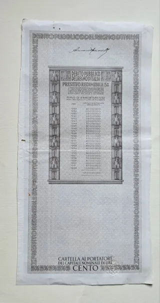 Debito Pubblico 100 Lire 1937 V.E.III