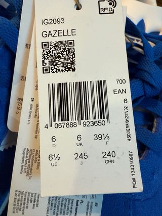 Zapatillas Adidas Gazelle Azul y Blanco