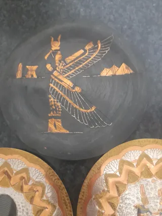 Set 4 piatti rame e ottone decorazioni egizie