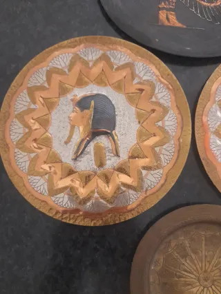 Set 4 piatti rame e ottone decorazioni egizie