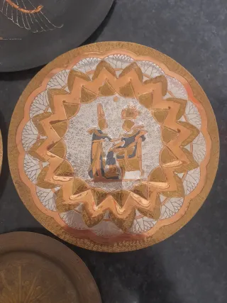 Set 4 piatti rame e ottone decorazioni egizie