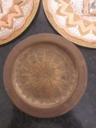 Set 4 piatti rame e ottone decorazioni egizie
