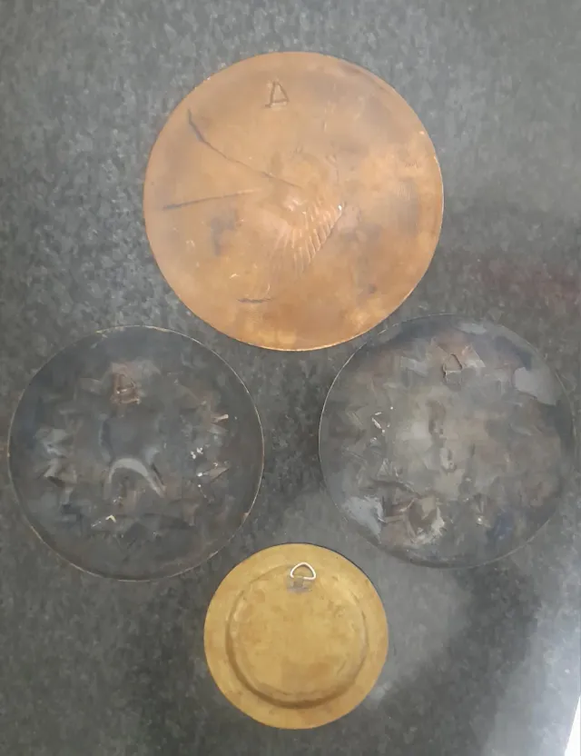 Set 4 piatti rame e ottone decorazioni egizie