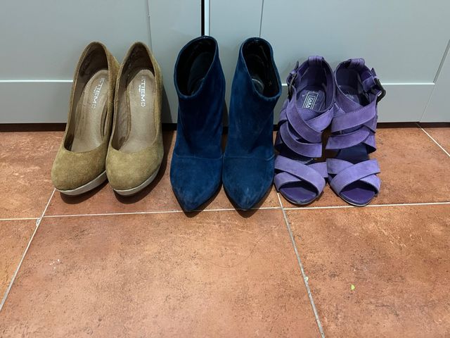 Tacones Talla 37 (Marrones, Azules, Morados)