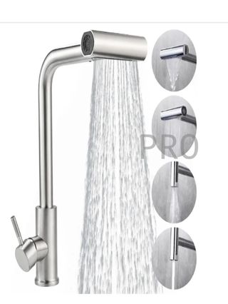 Grifo cocina extraíble Inox giratorio 360° gris acero