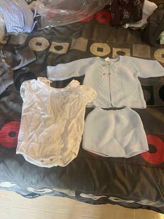 Conjunto bebé 18 meses 3 pieza cárdigan y braguita