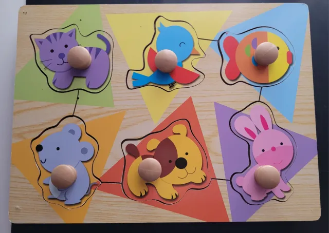 Puzzle de madera animales infantiles.