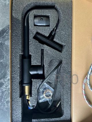 Grifo cocina extraíble Inox giratorio 360° negro