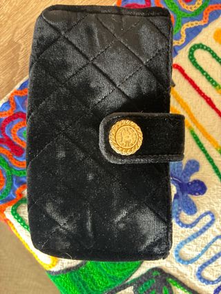 Bolso de mano Chanel Negro Terciopelo Dorado