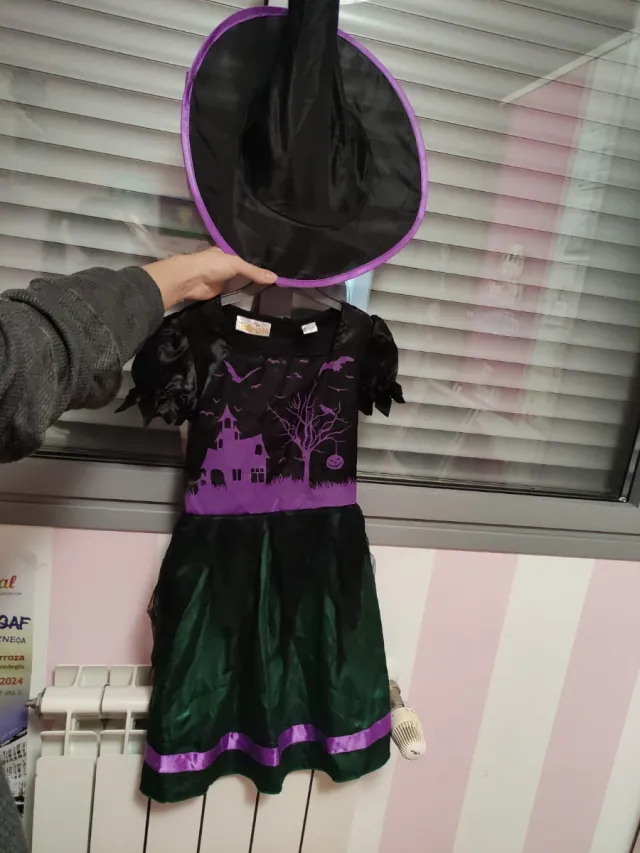 Disfraz vestido bruja con gorro Halloween 4-6 años