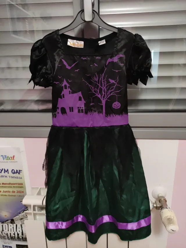 Disfraz vestido bruja con gorro Halloween 4-6 años