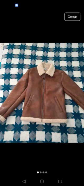 Cazadora aviador borreguillo marrón Talla s Zara