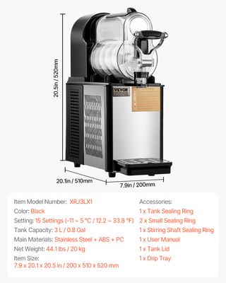 VEVOR Máquina Industrial de granizado 3L Nueva
