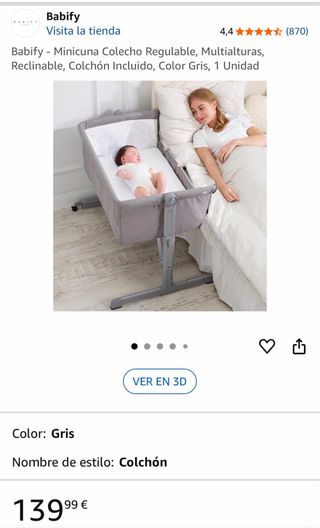 Minicuna colecho gris