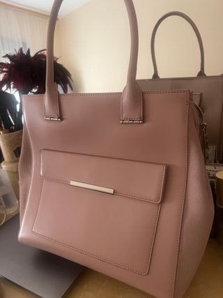 Bolso piel rosa suave