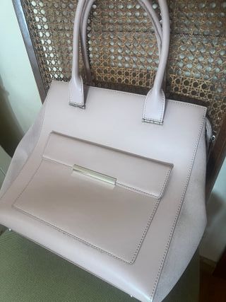 Bolso piel rosa suave