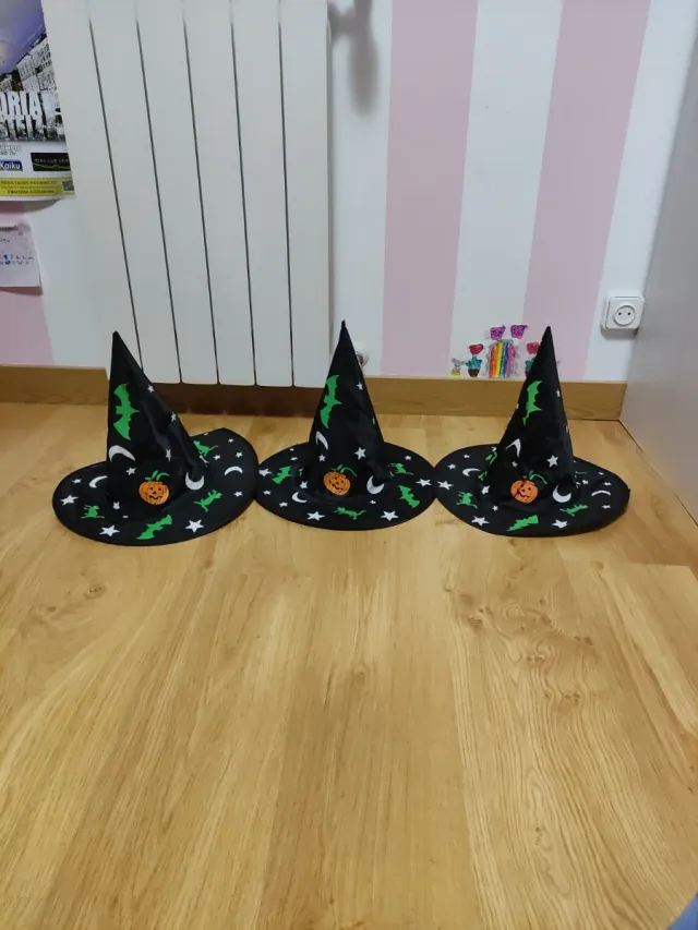 3 Gorros Sombrero Bruja Halloween