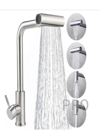 Grifo cocina extraíble Inox giratorio 360° gris acero