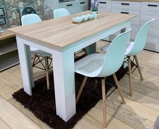 Mesa Comedor Extensible Madera y Blanca