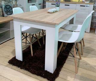 Mesa Comedor Extensible Madera y Blanca