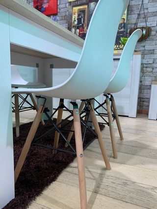 Mesa Comedor Extensible Madera y Blanca