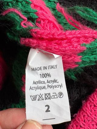 Chaqueta larga punto, rallas Rosa Negro Verde.