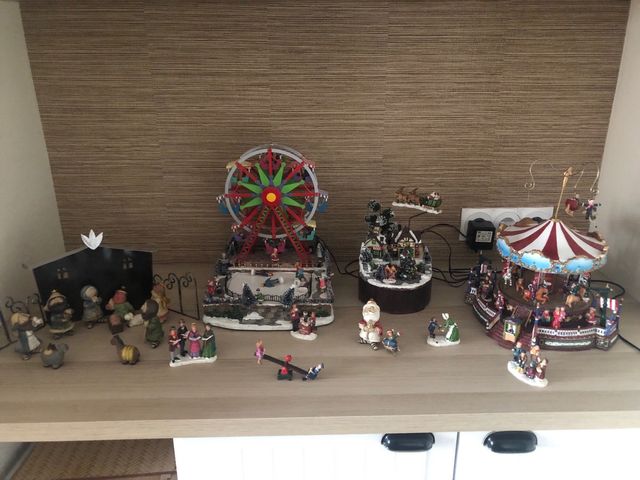 Lote adornos navidad noria, carrusel, casa