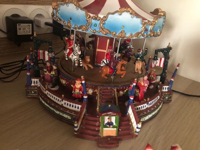 Lote adornos navidad noria, carrusel, casa