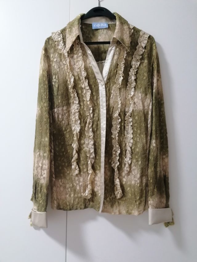 Camisa Cavita mujer encaje dorado
