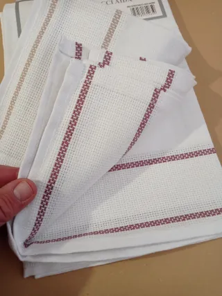 Tris strofinacci cotone tela Aida ricamo