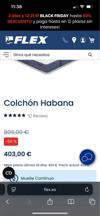 Colchón Flex Habana 135x190