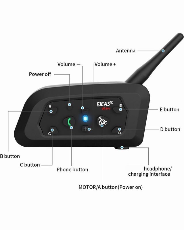 2 Intercomunicadores Moto EJEAS V6 Pro+ sem fio com Bluetooth