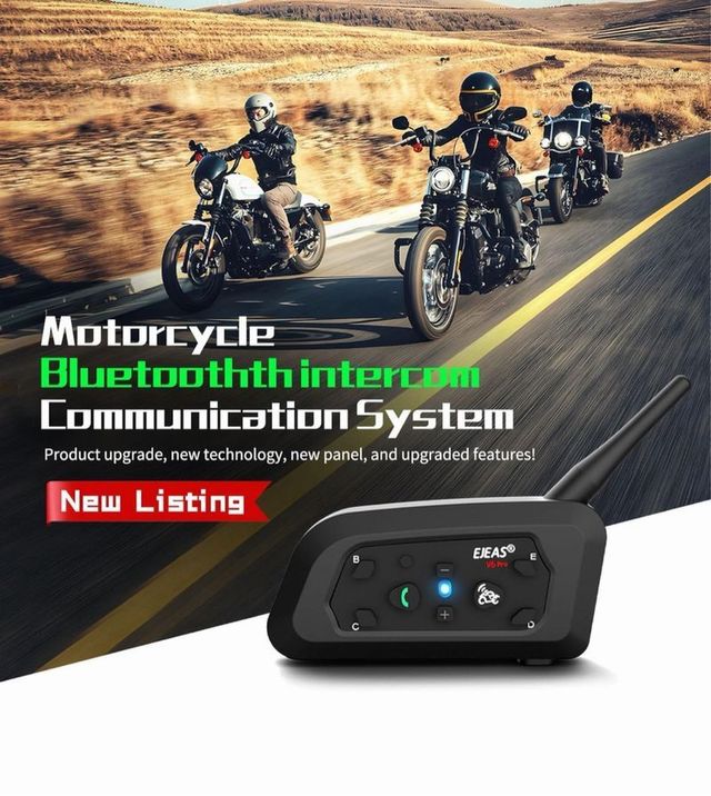 2 Intercomunicadores Moto EJEAS V6 Pro+ sem fio com Bluetooth