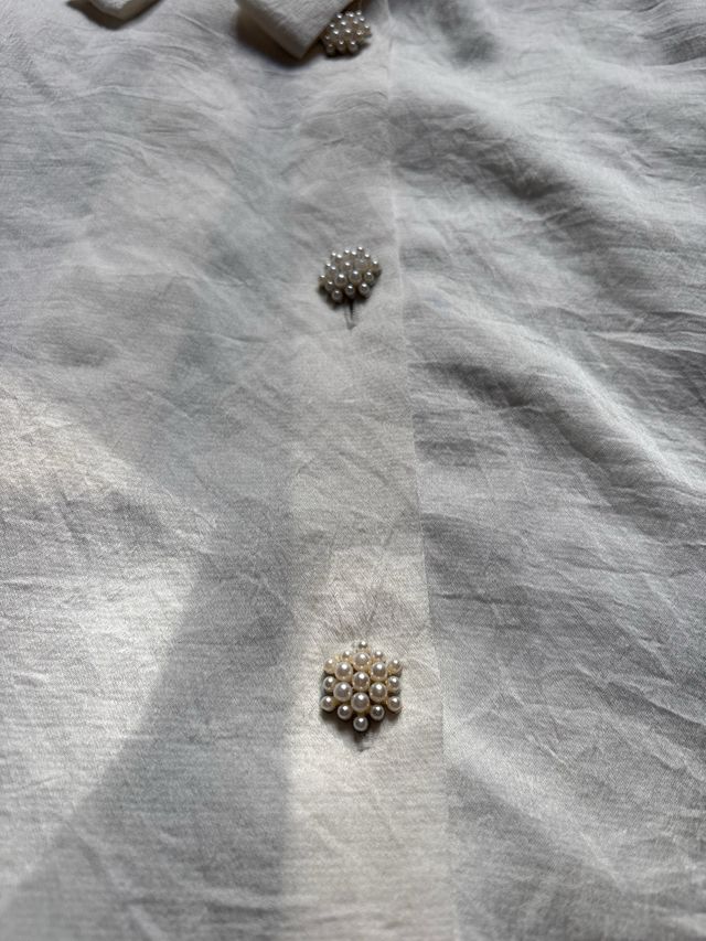 Camisa Zara Beige/Blanca con Lazada