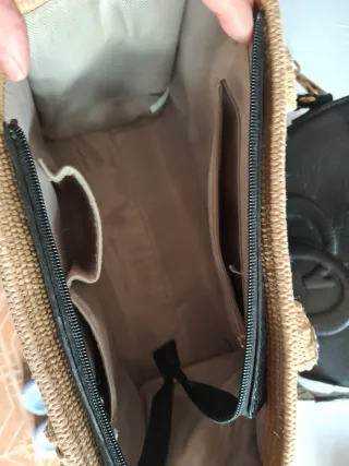 Set 3 borse donna: nera, grigia e paglia