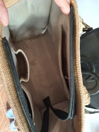 Set 3 borse donna: nera, grigia e paglia