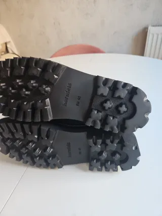 Botines de piel azul marino, gris oscuro