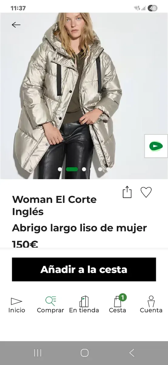 Abrigo acolchado mujer.Overside.