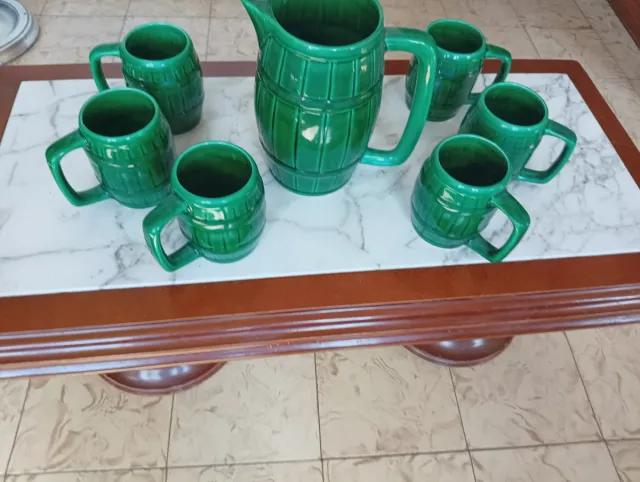 Jarra y 6 Vasos Cerámica Diseño